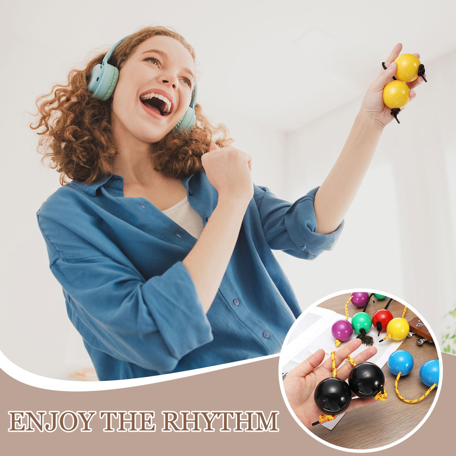 Rhythm Afrykański shaker Kashaka, Shaker Ball Kashaka, ręczne instrumenty perkusyjne z żółtą liną, odpowiednie dla dorosłych, na wesele, przyjęcie, klasę muzyczną (4 sztuki, żółty)