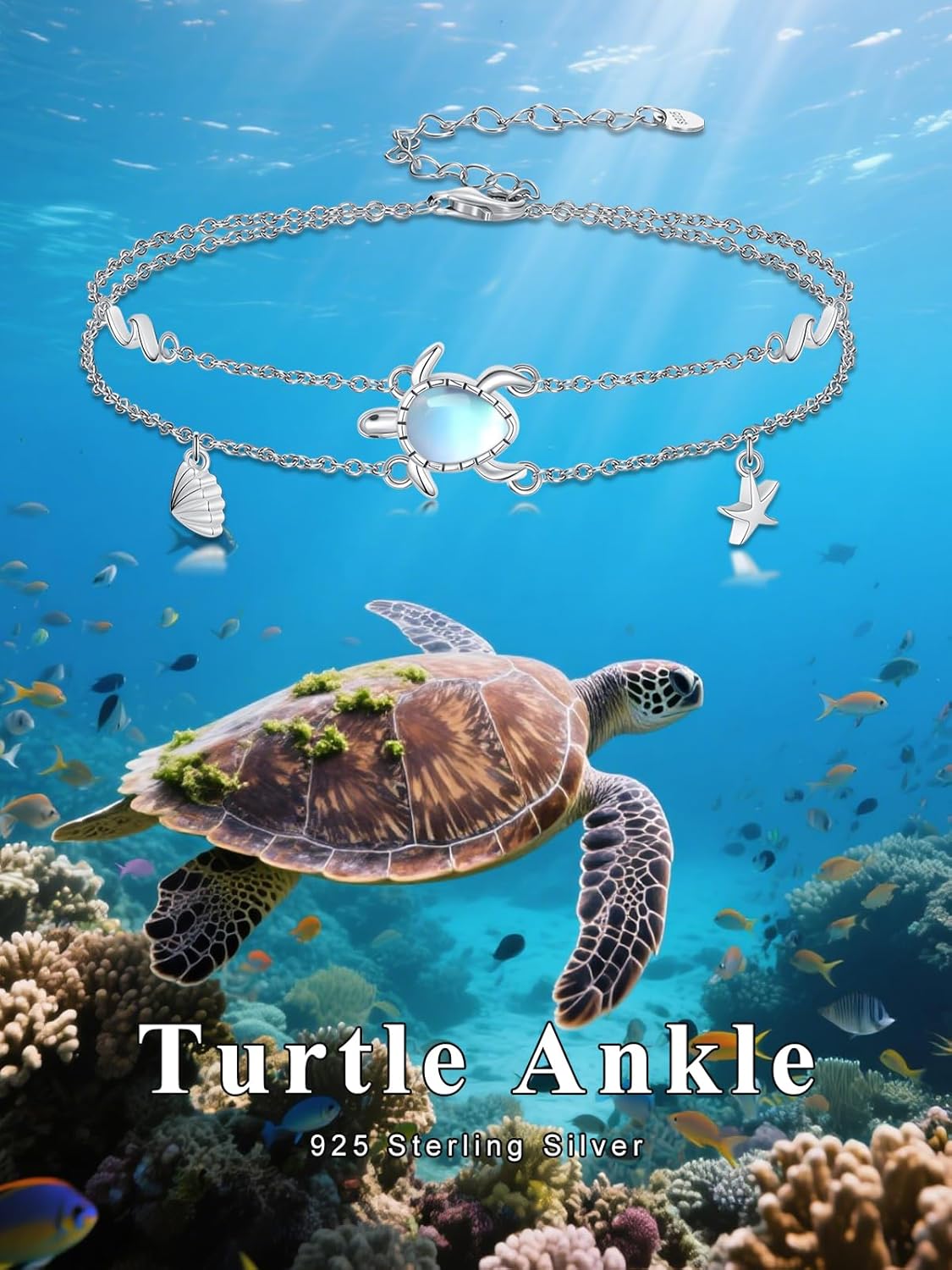 Midari 925 Sterling Silver Bracelets Anklets for Women Sea turtle/Sunflower/Sea Shell Starfish/Sun/Dolphin/Dragonfly/Wave Adjustable Summer Jewelry Gifts - Image 5