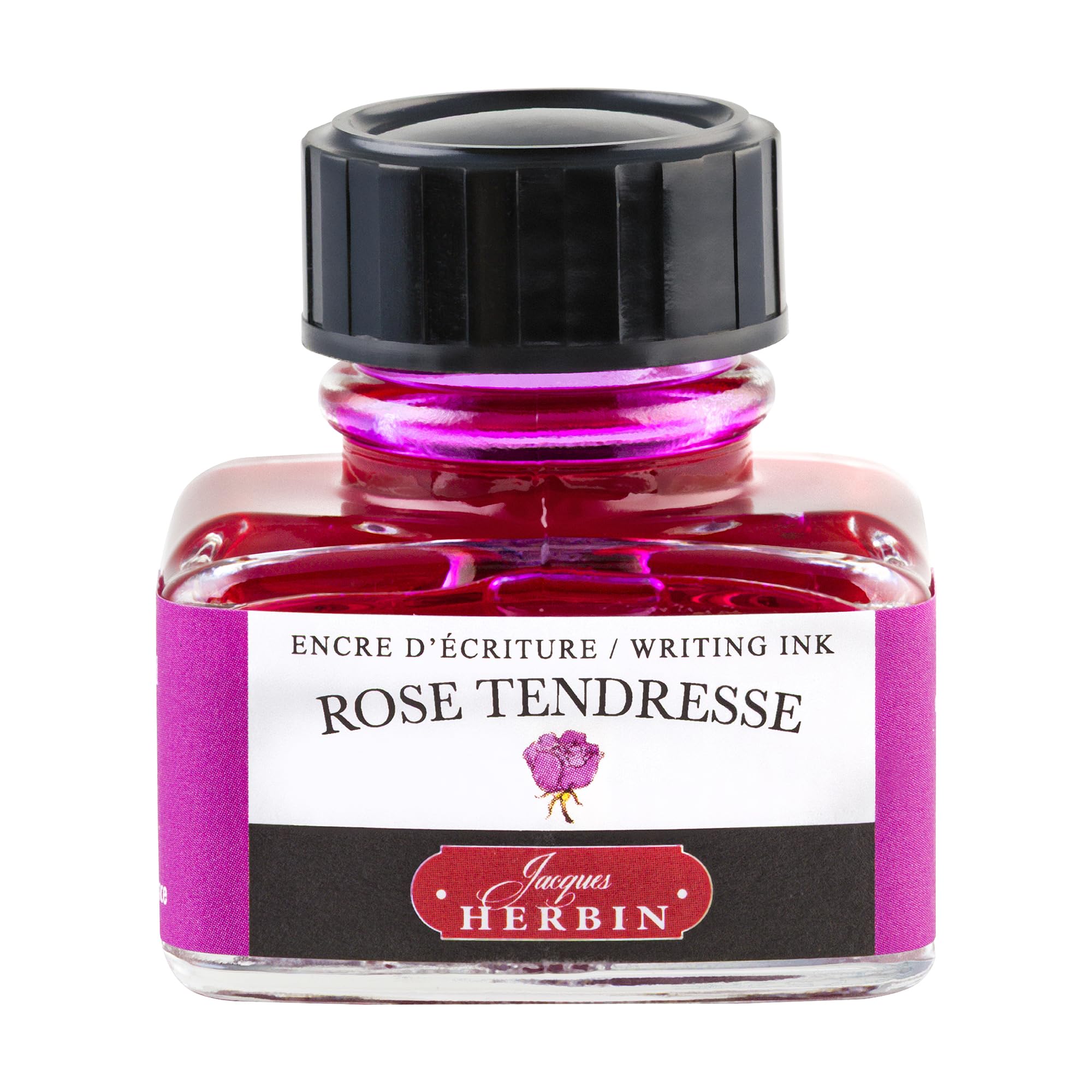 Jacques Herbin 13061T - A 30 ml Bottle of Ink for Fountain pens and rollerballs, Rose tendresse/Tender Pink Colour - Made in France - Calligraphy - Writing