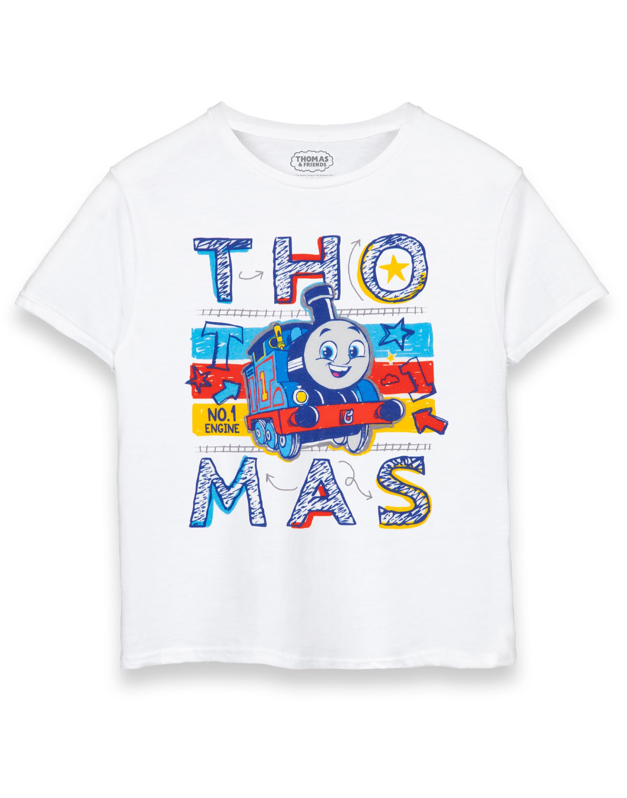 Vanilla Underground Boys White Thomas And Friends No 1 Engine Short Sleeved T-Shirt - 5-6 Years