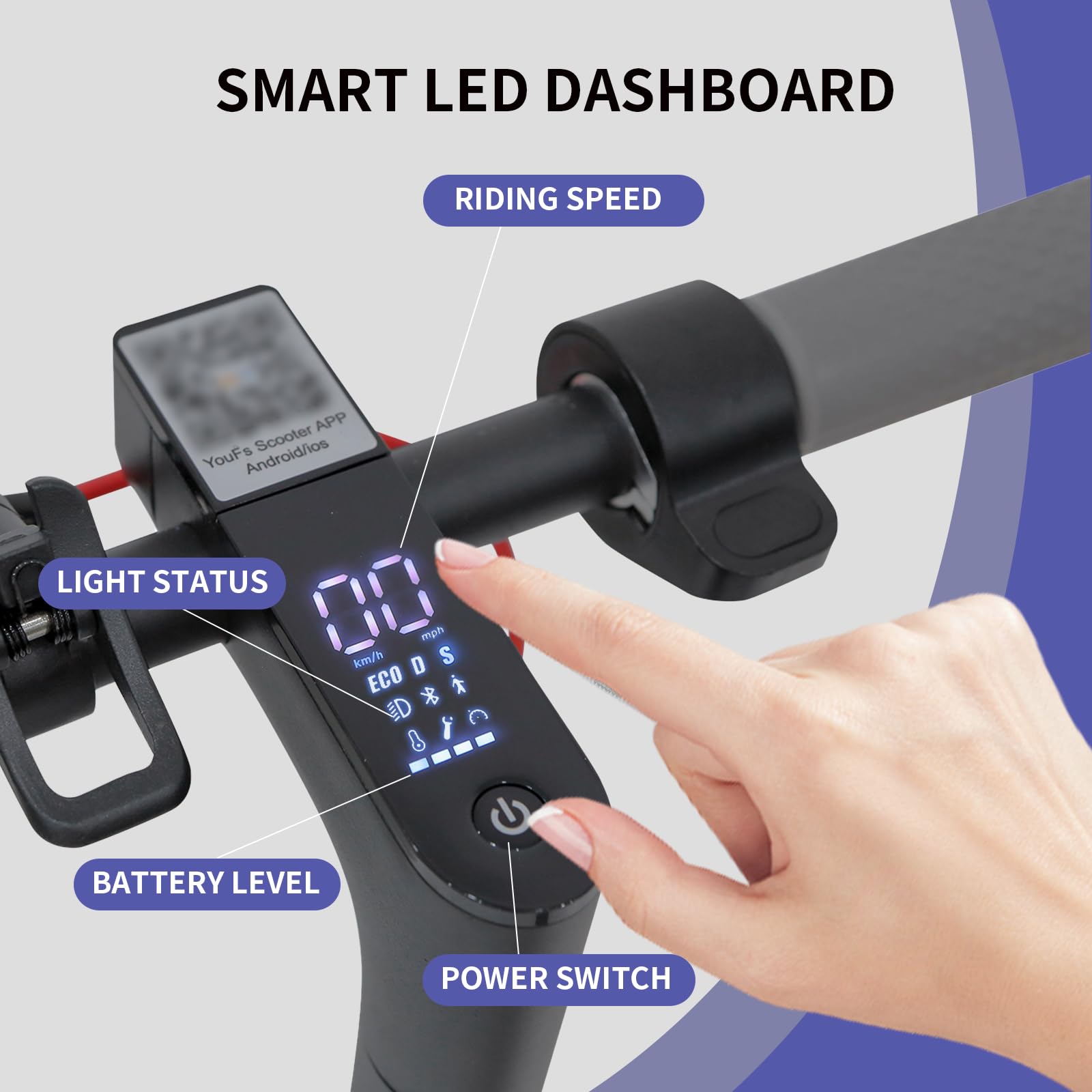 8,5" Trottinette Électrique avec Batterie Li-ION 7.5 Ah, APP de Contrôle et Affichage LED, E-Scooter, 15-25 km d'Autonomie, Charge Max 120 kg, Trottinette Électrique pour Adultes