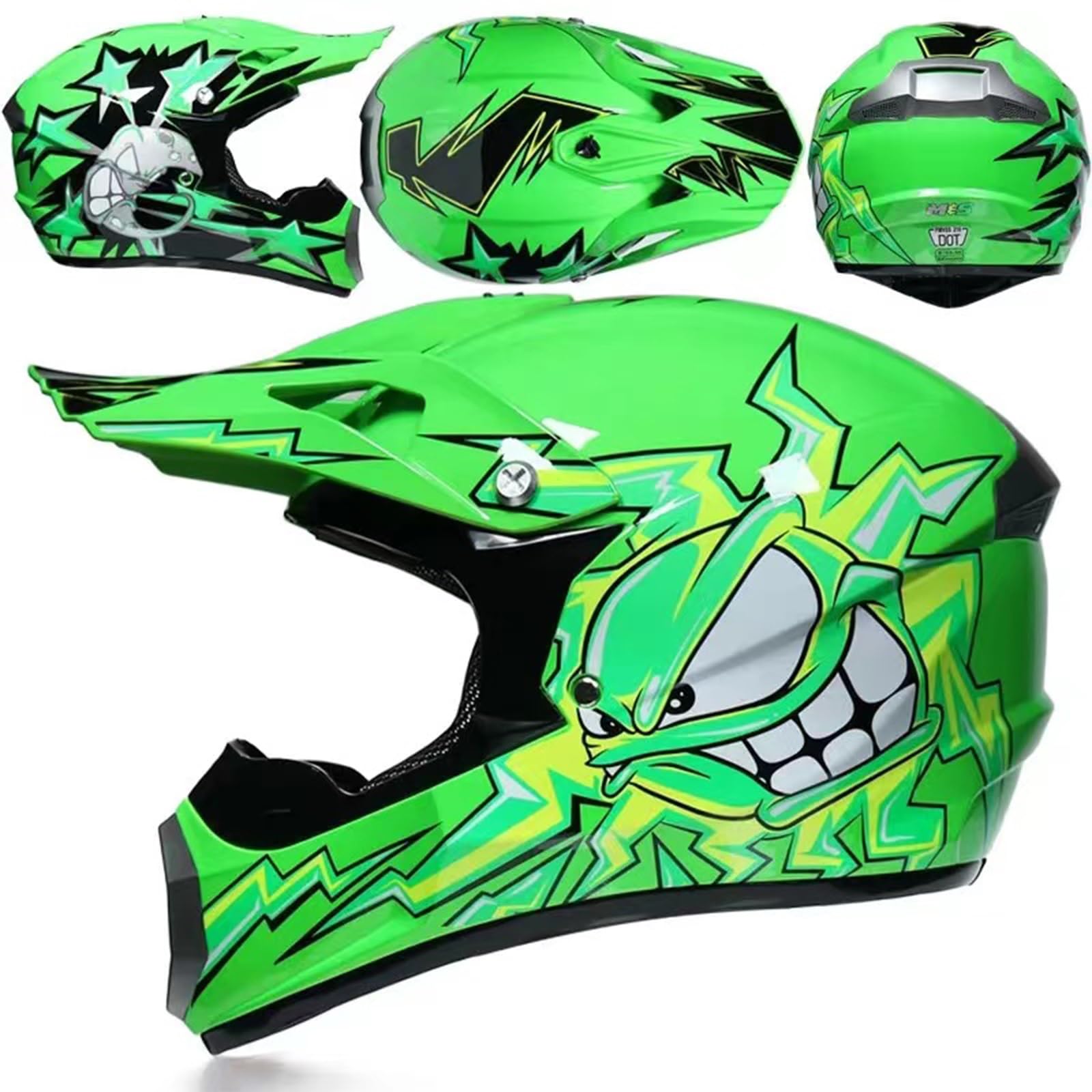 Casco da motocross Fullface MTB per bambini, scocca in ABS, casco da motocross, casco da motocross, da uomo, ATV, casco da moto MX Enduro, casco da moto downhill, con guanti maschera