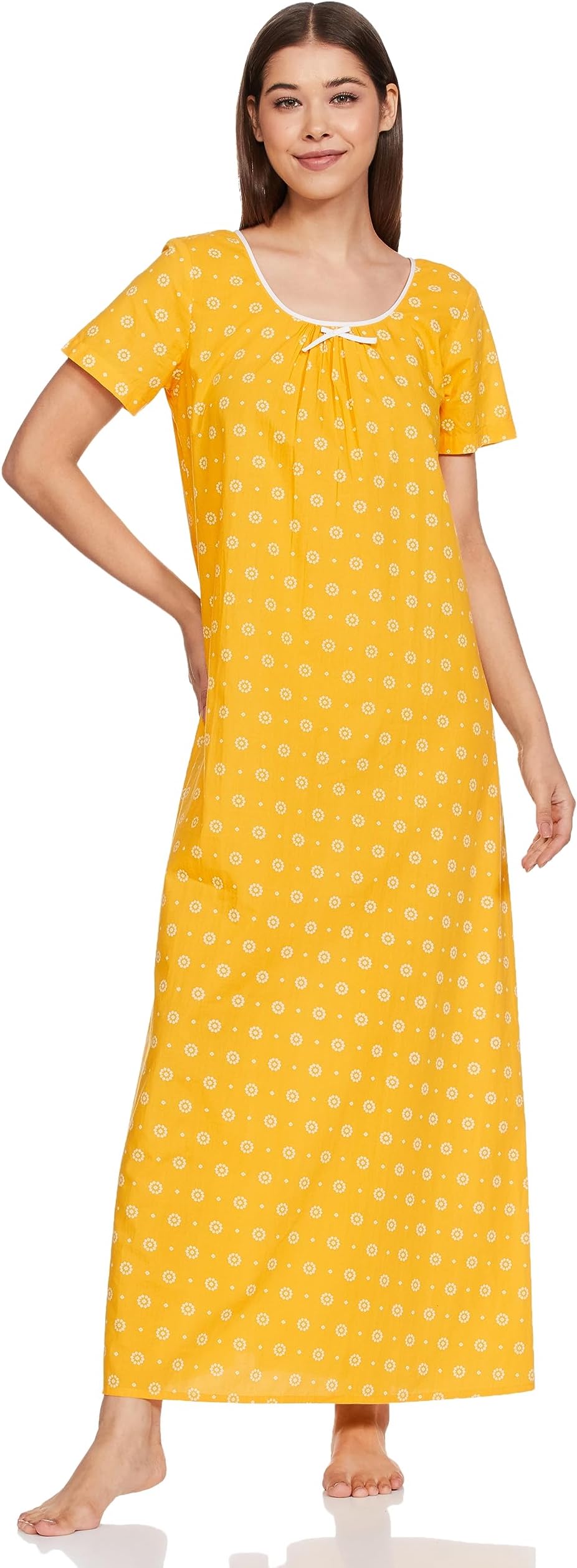 Amazon Brand - MyxWomen's Cotton Maxi Cotton Relaxed Fit Nightdress