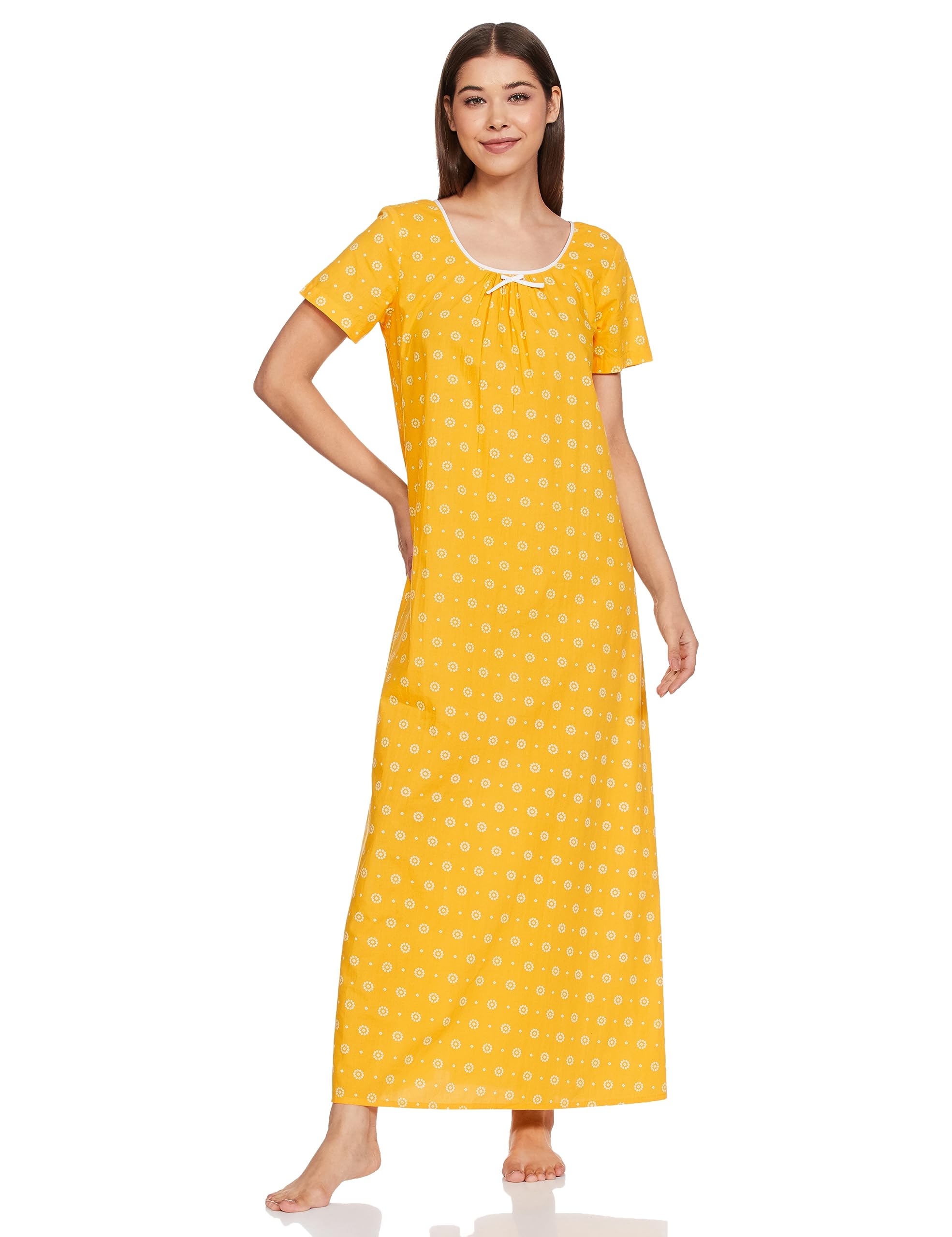 Amazon Brand - MyxWomen's Cotton Maxi Cotton Relaxed Fit Nightdress