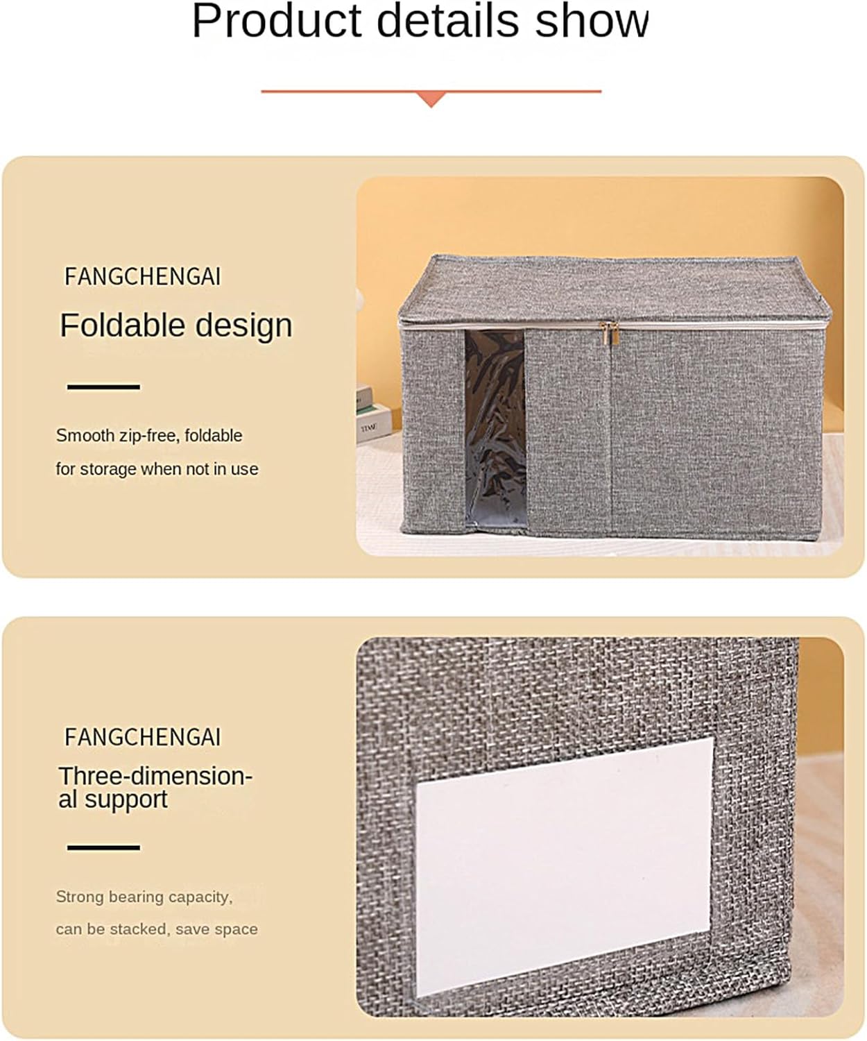 Clothes Organizer and Storage Box - Foldable Fabric Storage Container with Clear Window | Large Capacity with Zippered Lid, Durable Breathable Material for Bedroom, Wardrobe, Shoes, Blankets, Quilts,