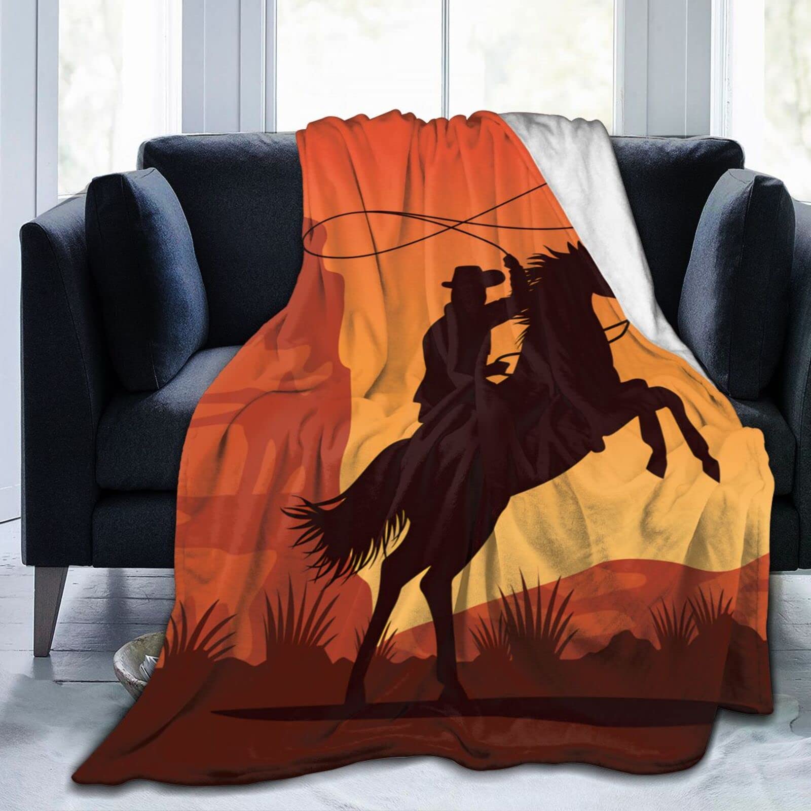 Lsjuee Funny Horse Throw Blanket Soft Cozy Lightweight Blankets Cute Animal Horses Flannel Blanket for Sofa Couch Bed Office 80"X60"