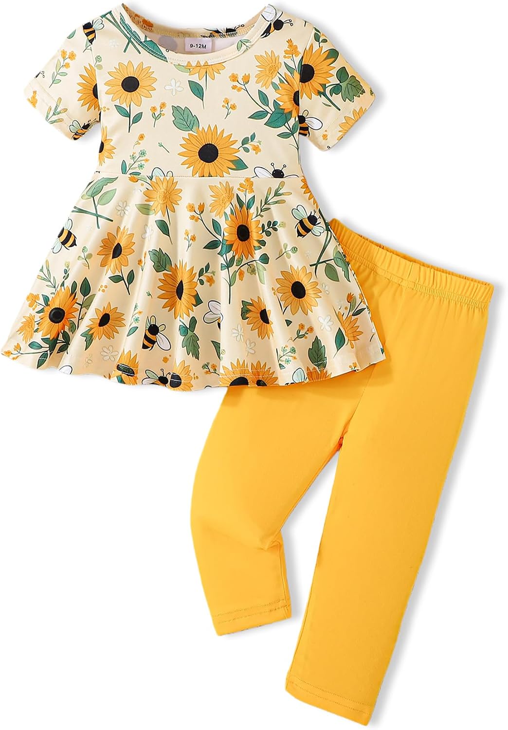 Baby Girl Clothes Summer Outfits Short Sleeves Top Floral Legging Set 9M-4T