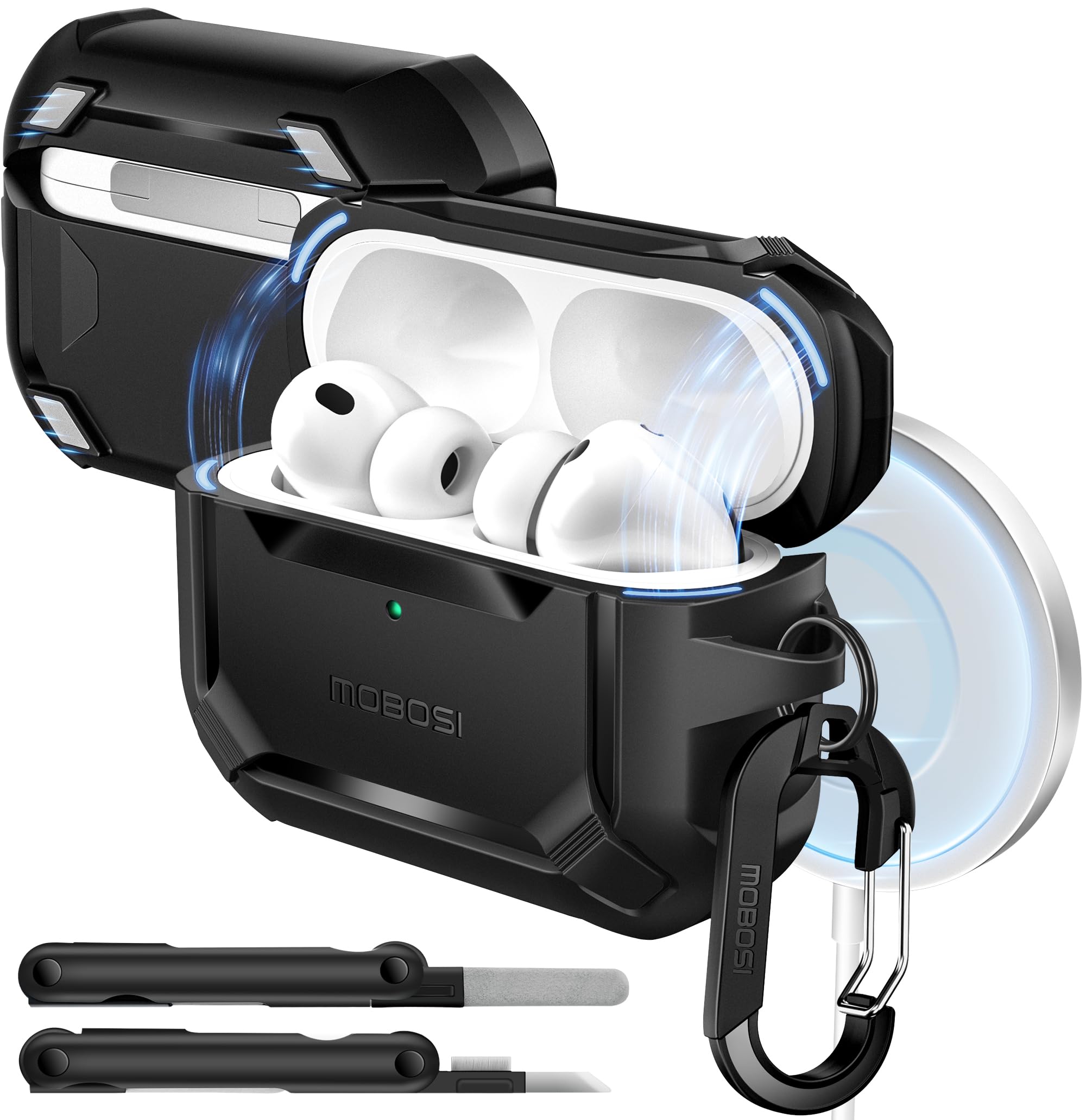 MOBOSI  US MOBOSI for AirPods Pro 3 Case with Magnetic Lid Lock,Black