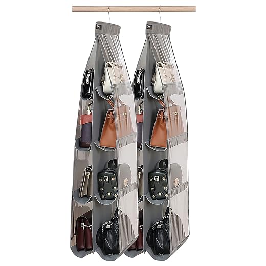 2-Pack Heavy-Duty Hanging Purse Organizer for Closet