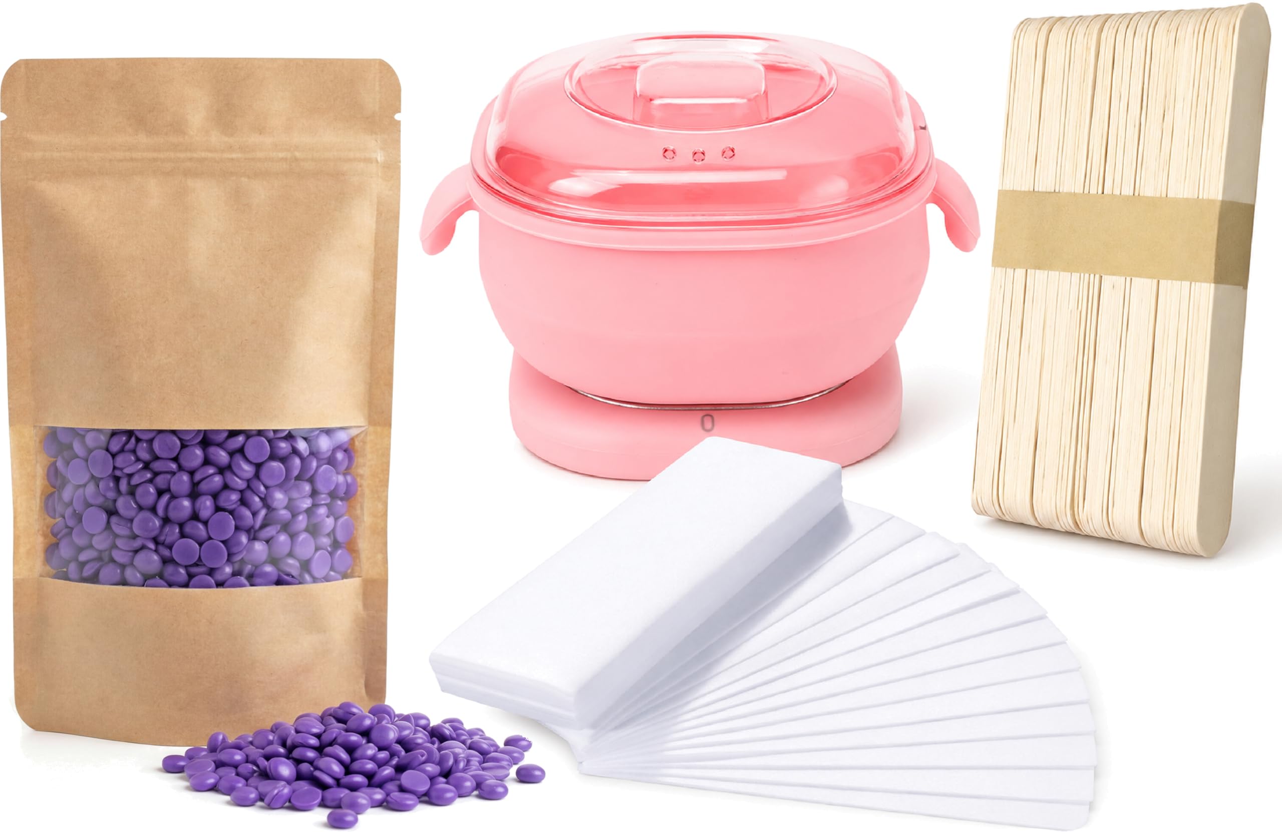 4 in 1 Waxing Kit for Hair Removal, Electric Hot Wax Warmer Machine with 30 Wax Strips, 50 Wooden Waxing Sticks & 100g Purple Wax Beans, Silicone Wax Heater Kit for Face, Arms, Legs, Underarm, Bikini, Women-image-30