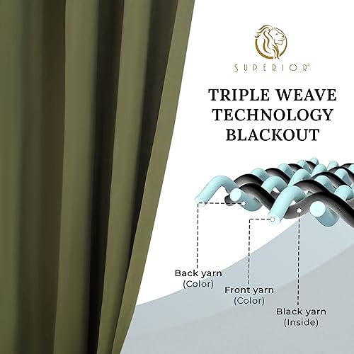Miniatura 5 de Superior Cortina opaca tejida, cortina de ventana de 52 x 84 pulgadas, 2 paneles de cortinas de oscurecimiento de habitación, verde oliva