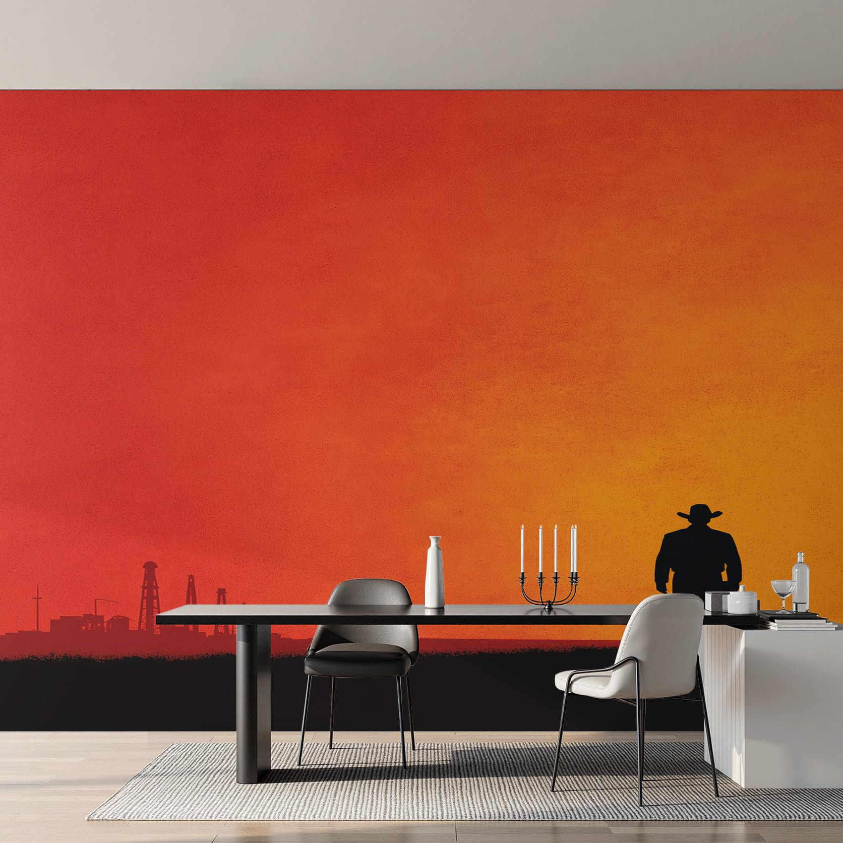 Papier Peint Panoramique Cowboy de l'Ouest Orange 366x254 cm K-MZ&20