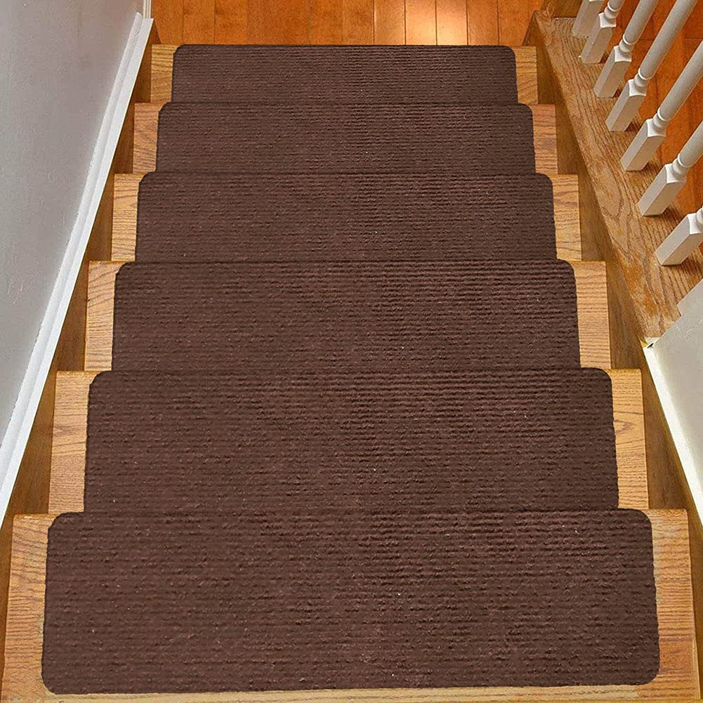 Paquete de 15 Peldaños Antideslizantes para Escalera de Madera - 20x76cm - Marrón - Previene Resbalones en Superficies - Ideal para Niños, Ancianos y Mascotas - 13uds.