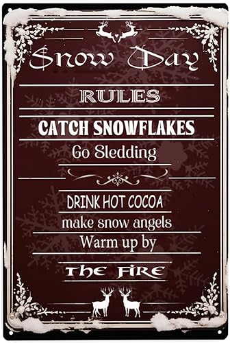 OMMIIY Decoración de Navidad de 8 x 12 pulgadas, letreros decorativos de granja de cacao rojo vivo, decoraciones de pared vintage, reglas del día de