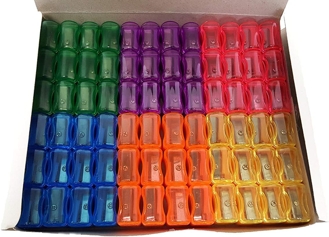 Pencil Sharpeners for Kids with Removable Neon Colored Lids (1728 Pack)
