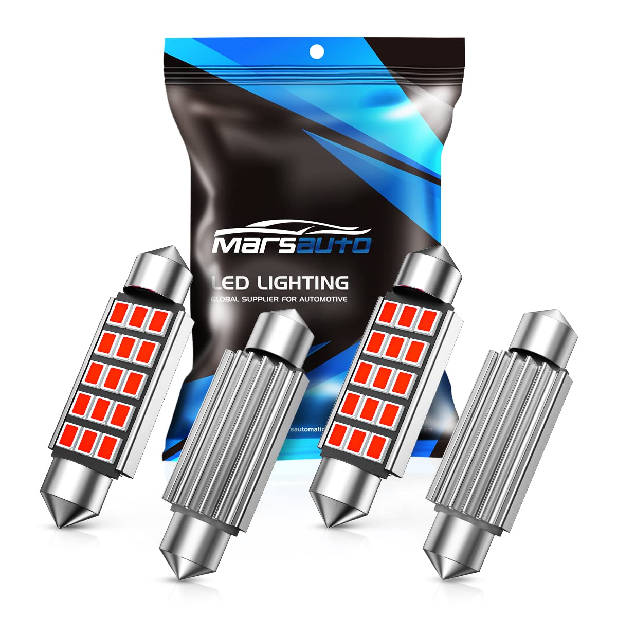Marsauto 578 LED Bulbs 211-2 212-2 C5W Festoon Red 2835 Chipsets for Interior Dome Map Door Lights Bulbs, 41mm 42mm 569 6411 6451 2835 Chipsets LED Light Lamp 1.65inch Extremely Bright (Pack of 4)