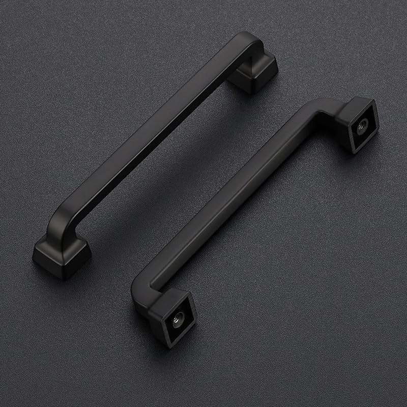 10 Pack Black Cabinet Handles 5 Inch Cabinet Pulls, Kitchen Cabinet Handles Solid Handles for Cabinets and Drawers Matte Black Drawer Pulls and Knobs Cabinet Hardware