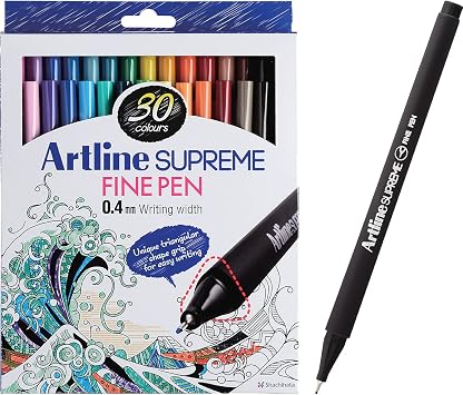 Artline SUPREME Fine Pens | Drawing, Coloring, Writing, Arts, Design | 0.4mm Fine Tip | Assorted Colors | 30 Pack