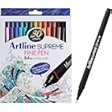 Artline SUPREME Fine Pens | Drawing, Coloring, Writing, Arts, Design | 0.4mm Fine Tip | Assorted Colors | 30 Pack