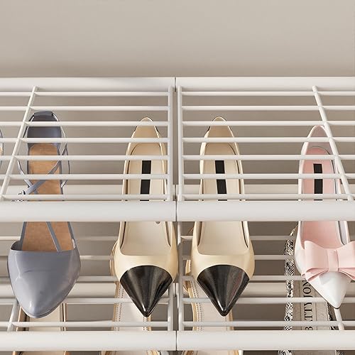 Miniatura 8 de Zapatero de metal de 3 niveles de malla de hierro blanco, organizador de zapatos independiente, estante que ahorra espacio para entrada, pasillo,
