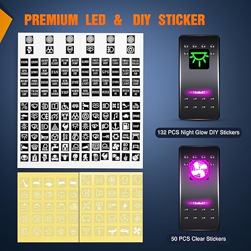 Vista 31 de Nilight Panel de interruptor basculante de 4 bandas, 5 pines de encendido y apagado, soporte de aluminio de 12 V, 24 V, interruptores Verde