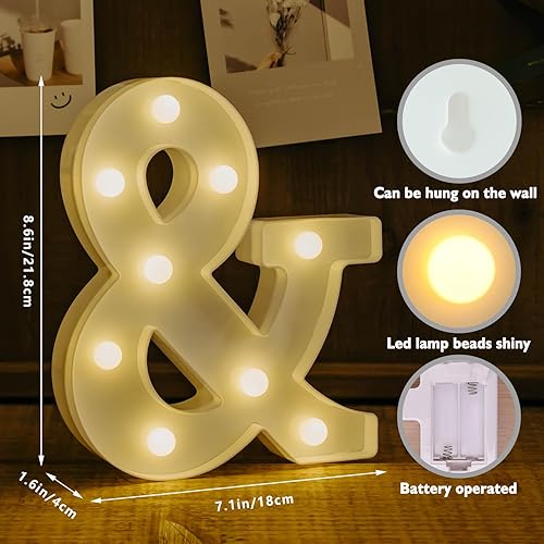 Miniatura 9 de IFDGCTK Letras iluminadas, letras LED, 26 letras del alfabeto, letras iluminadas decorativas, letras iluminadas que funcionan con pilas para
