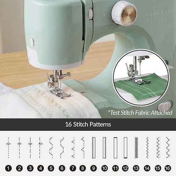 Best Choice Products Sewing Machine for Beginners, 55-Piece Kit, w/ 16 Built-in Stitch Patterns, Double Stitching, Foot Pedal, Storage Drawer, 6V - Black/Gold