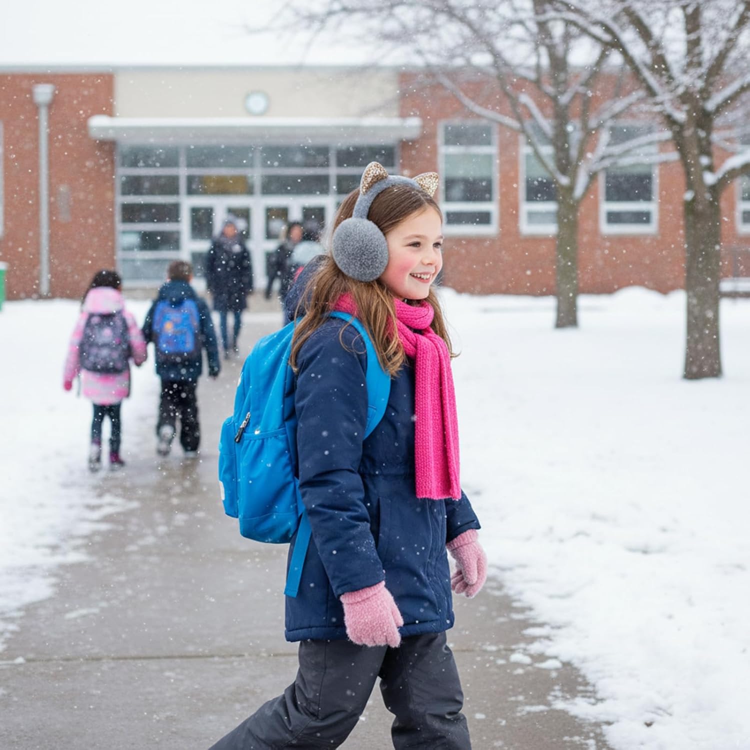 Fluffy Winter Earmuffs for Youth Girl, Cute Ear Muff with Cat Bunny Ears Warmers Winter Headband - Image 5