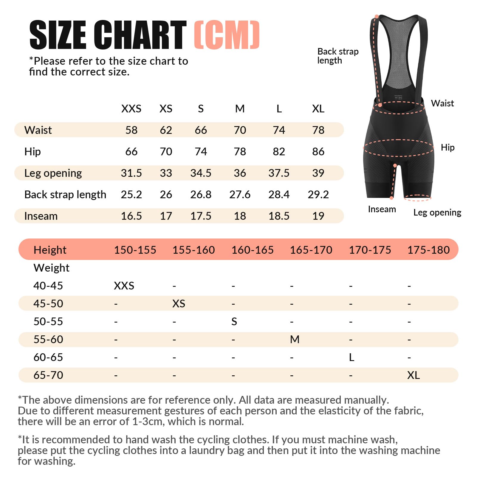 ROCKBROS TVI Cuissard à Bretelles pour Femmes Été, Shorts de Vélo Course Rembourré avec Poche Arrière, Séchage Rapide Anti-Choc pour Vélo de Route VTT, XXS-XL