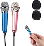 Mini Microphone, Mini Karaoke Microphone with 3.5 mm Universal Cable, Voice Recording Mic Equipment, Portable Singing Microphone Suitable for Android Phones, iPhones, Laptops, and PC (Blue)