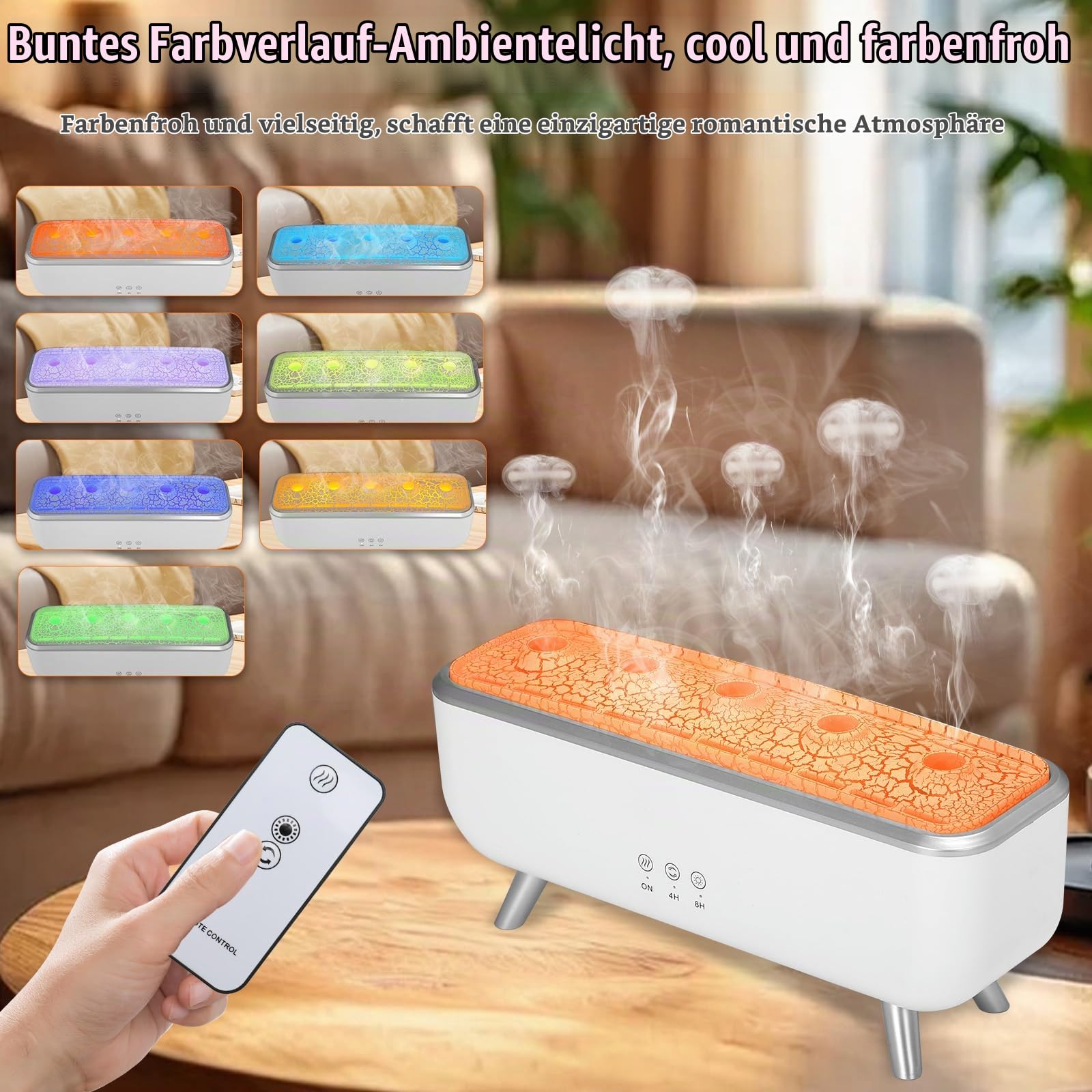 Quallen Ätherisches Öl Diffusor mit Dynamischer Ton-Pickup, 300 ml