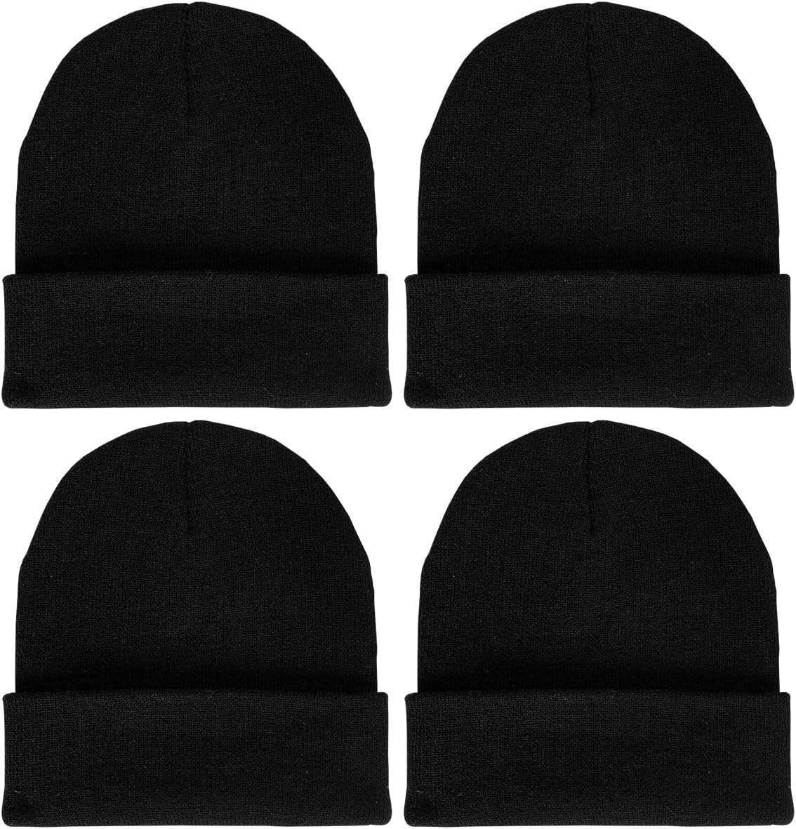 LCZTN 4 Pack Winter Ski Beanie Hat for Men&Women,Warm Fisherman Cuffed Knit Cap Unisex