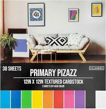 ColorBok Textured Cardstock Paper Pad, 12" x 12", Primary Pizazz, Package may vary