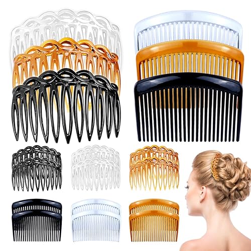 Juego de 18 peines giratorios Pinzas laterales de plástico para el cabello con 1125 dientes para múltiples peinados, accesorios para el cabello de