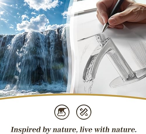 Miniatura 3 de Phiestina NS-SF01-MB - Grifo de lavabo de baño de un solo agujero, negro mate, con placa de cubierta de 6 pulgadas y montaje de drenaje desplegable