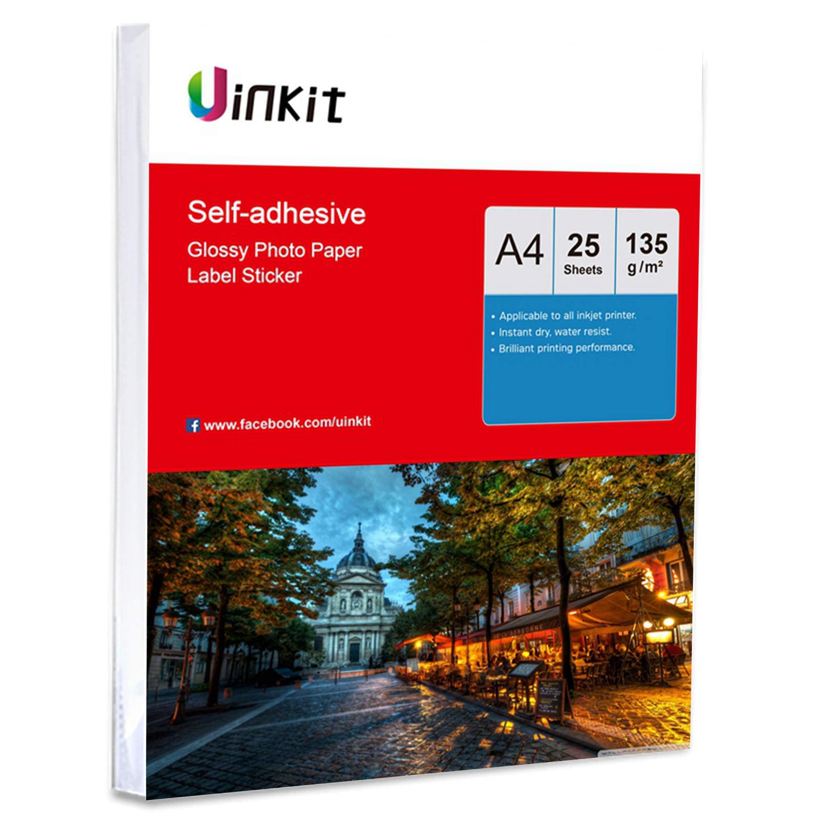 A4 Self Adhesive High Glossy Photo Paper 135Gsm Sticky Inkjet Paper - 25 Sheets Uinkit