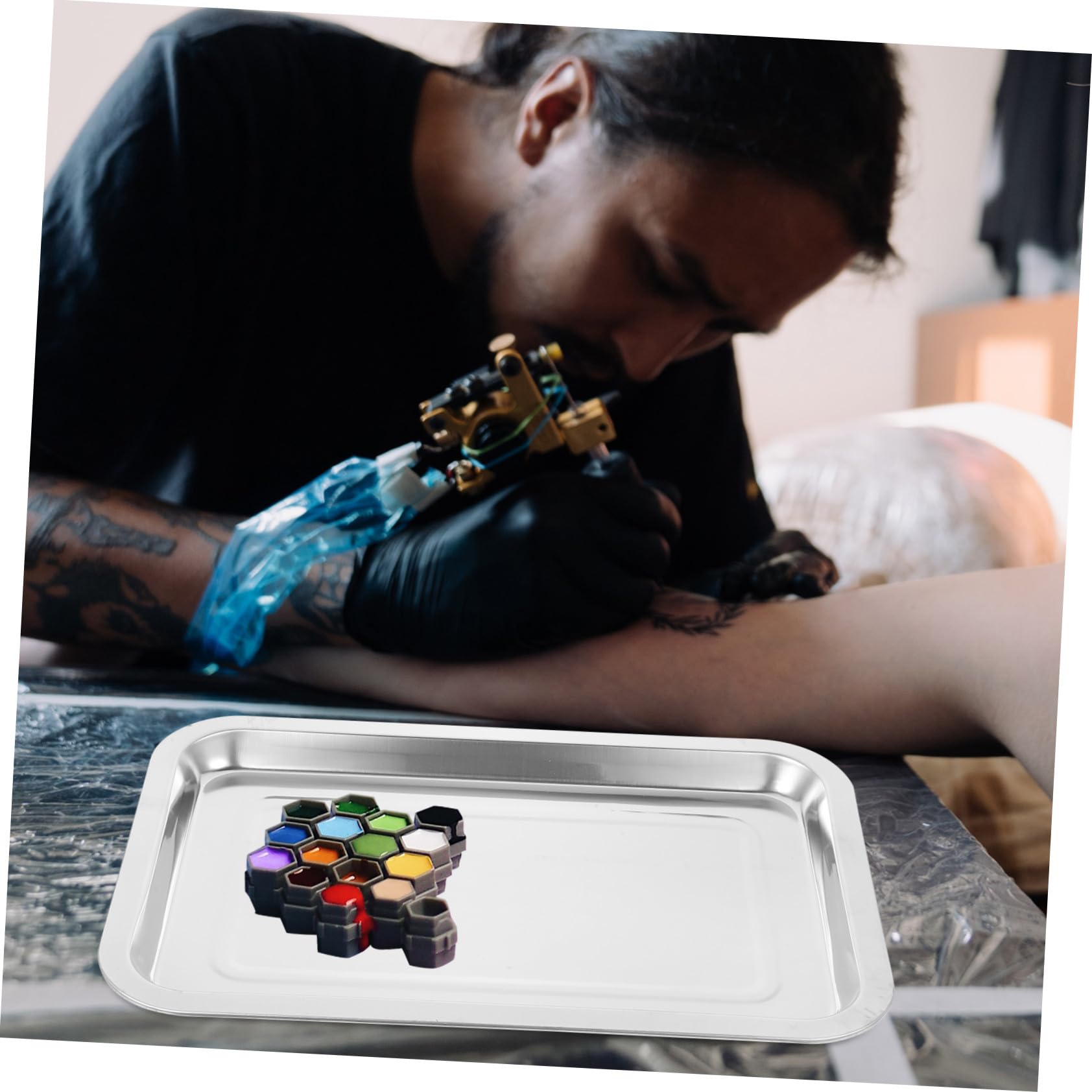 Plateau Argenté en Acier Inoxydable pour Tatouage, Lot de 2, Résistant la Déformation, Facile à Nettoyer, Usage Quotidien