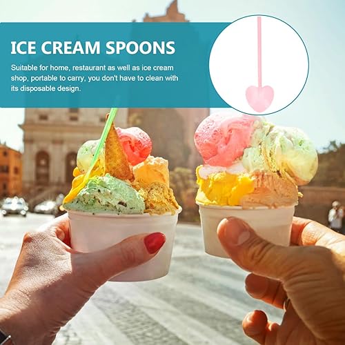 Miniatura 7 de NUOBESTY Cuchara de plástico con forma de corazón, 100 unidades, cucharas de amor, para degustación de muestreo, cuchara para servir helado, postre,