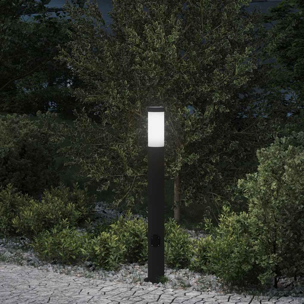 Latarnia świetlna z gniazdkiem 80 cm, stal nierdzewna, IP44