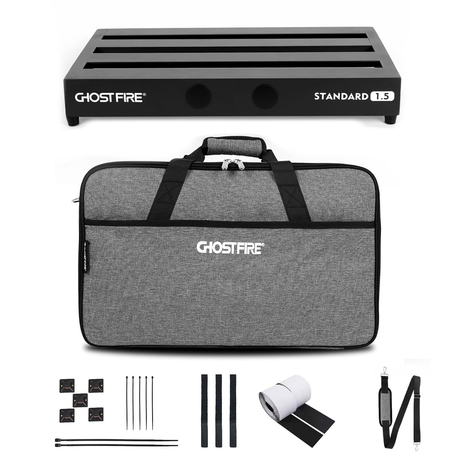 Ghost Fire Guitar Pedal Board Aluminum Alloy 3.0lb Effect Pedalboard 19.6"x11.8" with Carry Bag,V series (V-STANDARD 1.5)