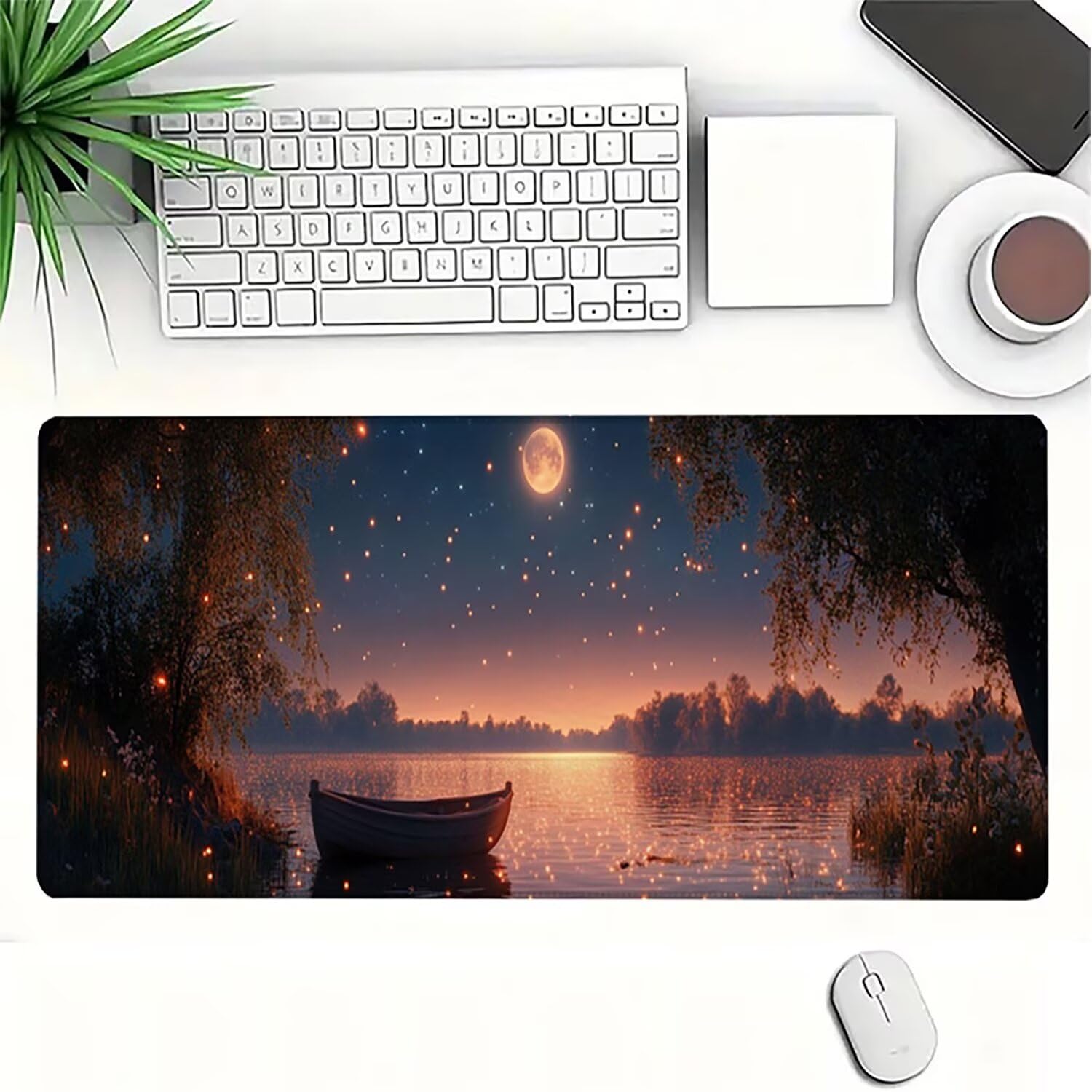 Lejnlnng Podkładka pod mysz do gier XXL, 120 x 60 cm, na biurko, gwiaździste niebo, wodoodporna podkładka pod mysz XL, antypoślizgowa gumowa podkładka pod mysz z przeszytymi krawędziami do biura, do