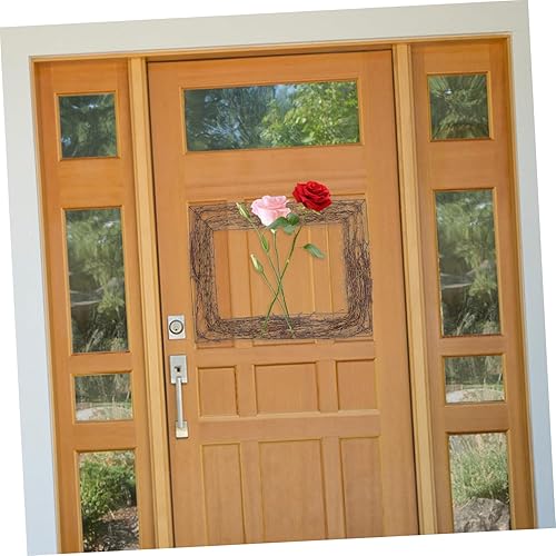 Vista 6 de Happyyami Base de corona cuadrada rústica de mimbre para decoración de bricolaje