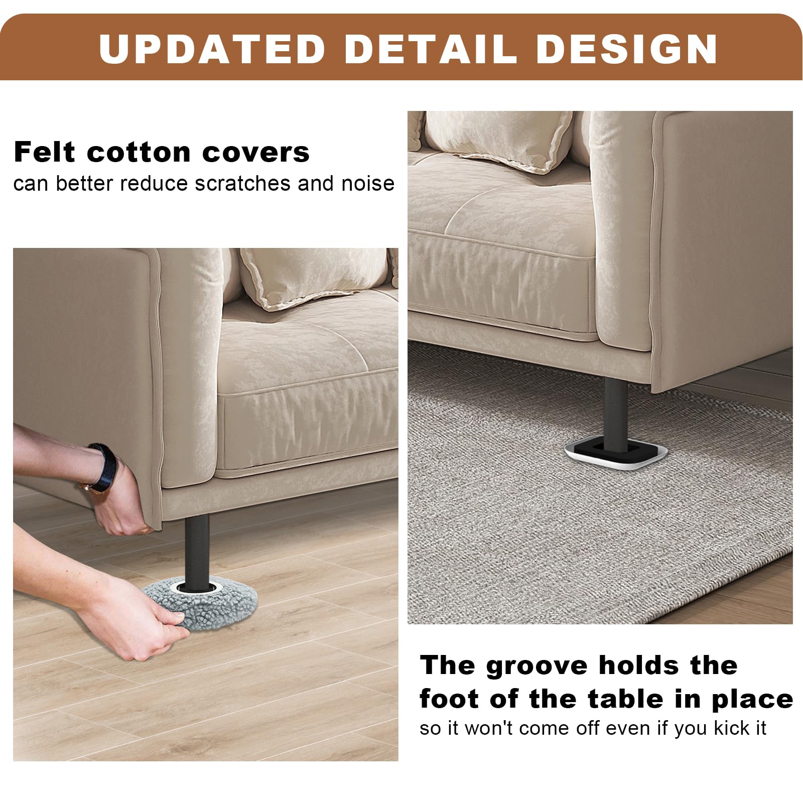 NIUXX Furniture Sliders for Carpet 8+8 Pack Appliance Sliders with Anti-Slip Groove - Image 2