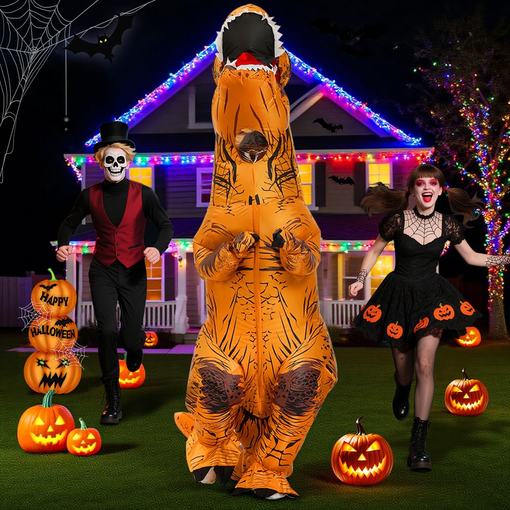 JASHKE Costume da Dinosauro Gonfiabile per Adulto Costume Gonfiabile T-Rex Costumi di Carnevale di Halloween per Adulti