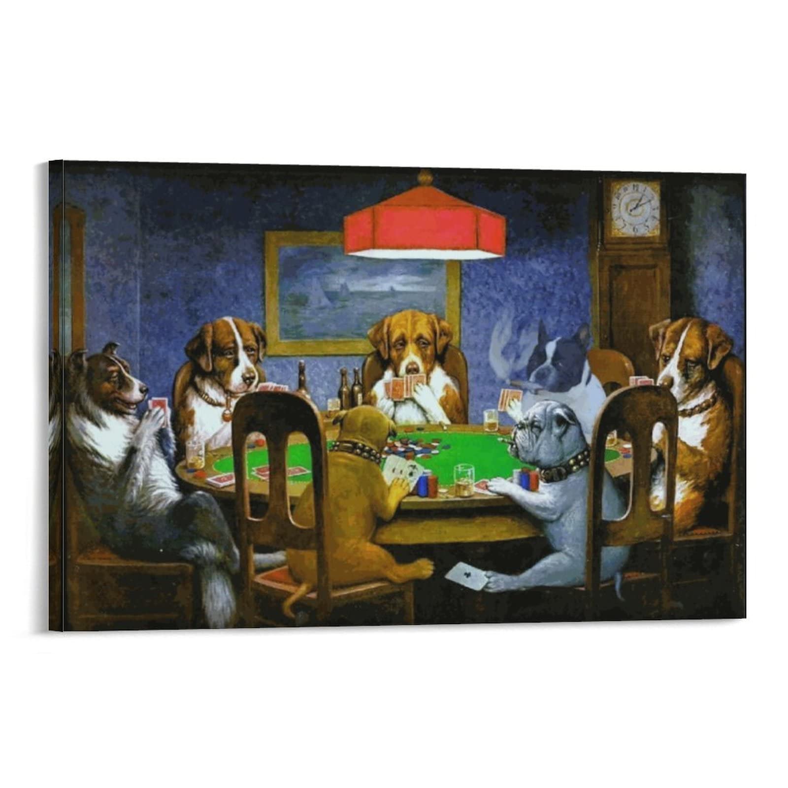 Amazon.co.jp: 世界的に有名な絵 ポーカーをする犬 アートパネル 抽象