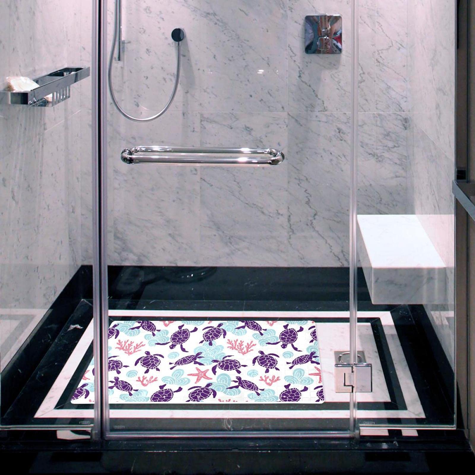 Tapis De Douche Antidérapant, Tapis De Bain Avec Trou De Drainage à Ventouse, Adapté Au Bain Et A La Douche Tapis Resistant A La Moisissure Longueur 70x40 Cm Gris 92086059