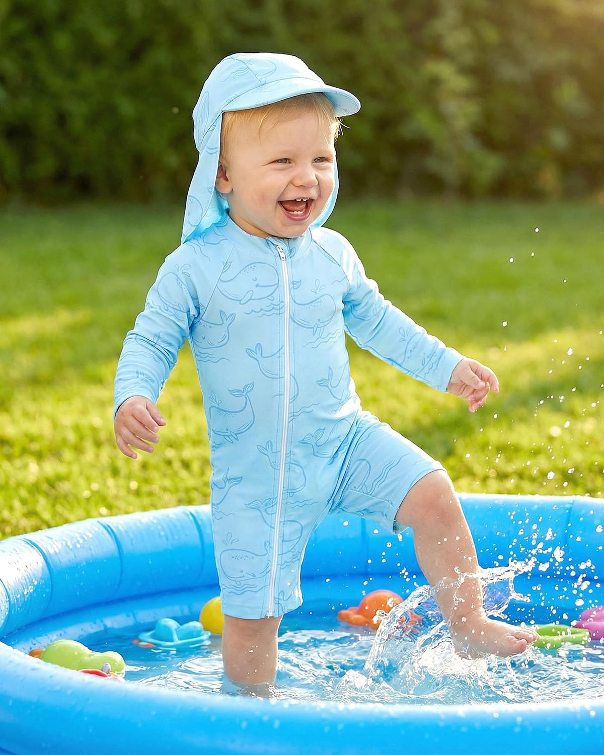 WYTbaby Baby Badeanzug Einteilig Uv Kleidung mit ReißVerschluss Uv-Schutz Badebekleidung für Kleinkinder Junge Mädchen 3 Monaten - 3 Jahren