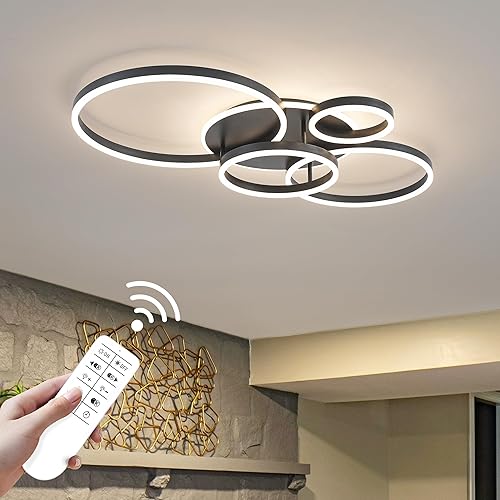 O'NEELDY Flush Mount Modern Ceiling Light Black Led Modern Light