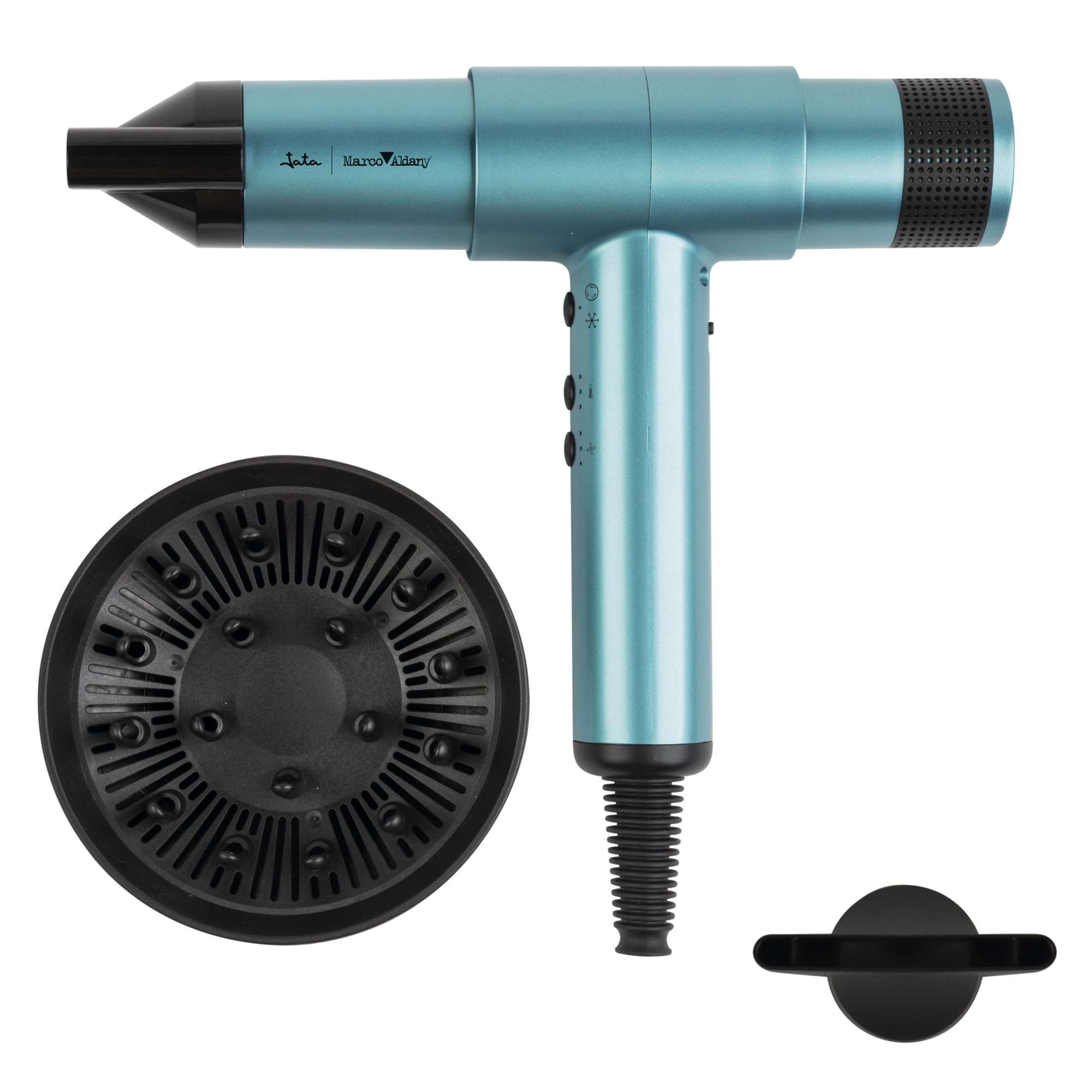 JATA JBSC5577 - Secador Pelo Profesional Iónico 2000 W. Marco Aldany. Motor BLDC 110.000 rpm. Secado rápido. Control de temperatura y de velocidad del aire. Cabello sano, brillante, sin encrespamiento