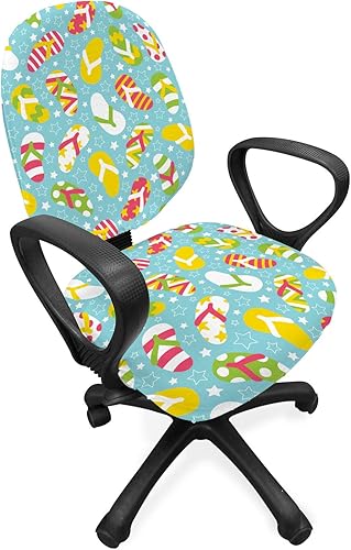 Ambesonne Funda marroquí para silla de oficina, estilo retazo, inspiración otomana vintage, motivos retro, funda protectora de tela decorativa